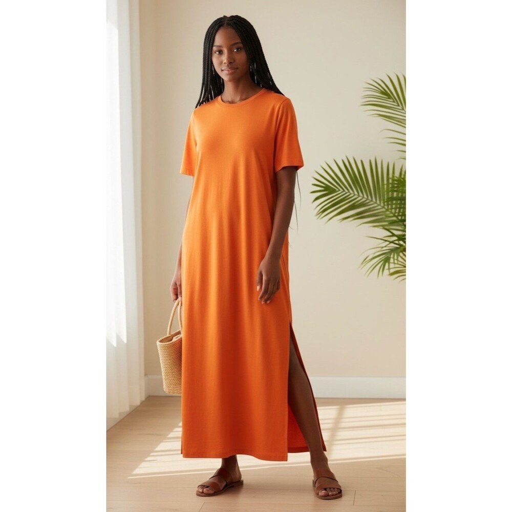 Boden NEW womens tangerine short sleeve high quality maxi dress size 14R
